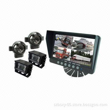 Video Security System with 7-inch Quad Screen for Trucks, -20 to 65°C Storage Temperature
